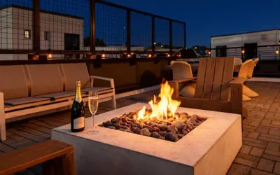 Rooftop Fire Pit Skyline Views Near Broadway