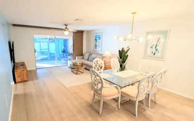 Retro Coastal Fort Myers Retreat Spa Fire Pit