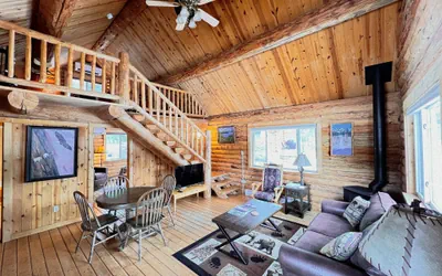 Photo 3 - Perfect log cabin with fireplace near skiing, snowmobiling, and more!