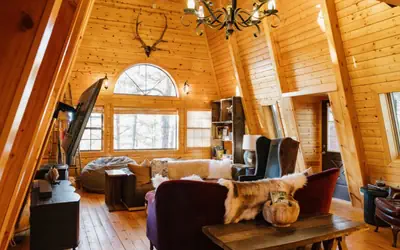 Sunset-View A-Frame Cabin  Sleeps 12  Dog Friendly