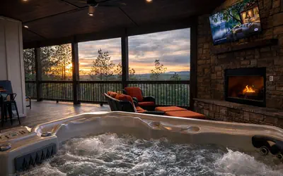 Luxury Cabin w/ Top VIEWS in Hochatown + 3 Decks + Putt-Putt + EV Charger