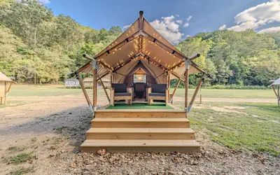Glamping Getaway with Creekside Serenity