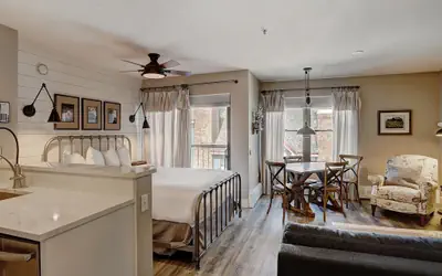 Downtown Studio With Modern Design in Walk to Snowy Trails