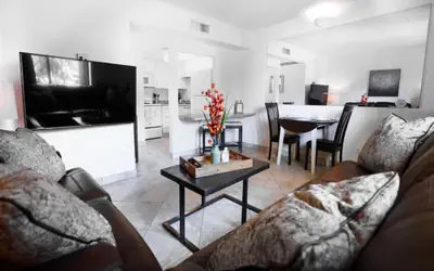 1 bedroom apartment with hot tub!