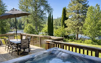 Riverwood Lodge | Riverside Gathering | Game Room | Yard |Hot Tub