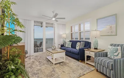 Beach Villas 406 Estero Island 2BR: Ocean Views, Pool, BBQ Area