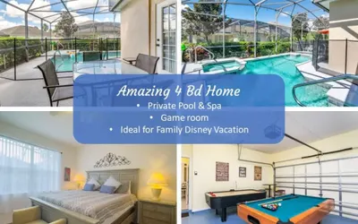4Bd Pool Villa in Calabay Parc Close to Disney Sleeps 8