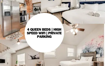 4 Queen Beds | High Speed Wifi | Private Parking