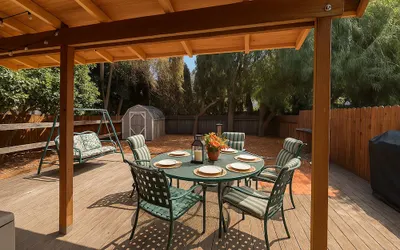 Walk to Google 3BR Home Yard & Kitchen