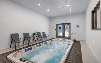 New Cabin w Indoor Swim Spa Hot Tub Gameroom