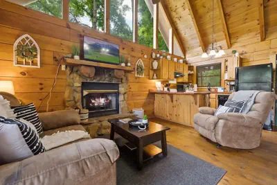 Photo 4 - View Private Log Cabin Fireplace Hot tub Relax