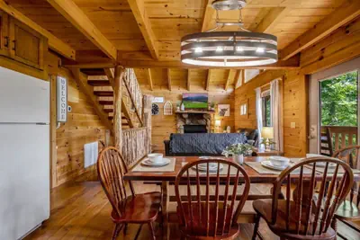 Photo 4 - Nice View Log Cabin Fireplace Hot Tub Pool Table