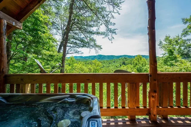 Photo 1 - Nice View Log Cabin Fireplace Hot Tub Pool Table